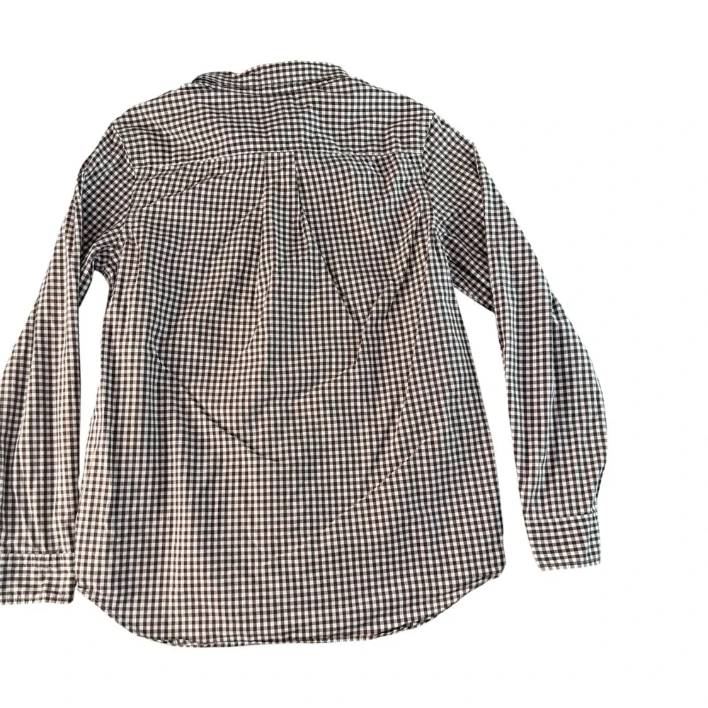 Ralph Lauren Boys XL 18-20 Brown Gingham Button Down Shirt Slim Fit Purple Pony